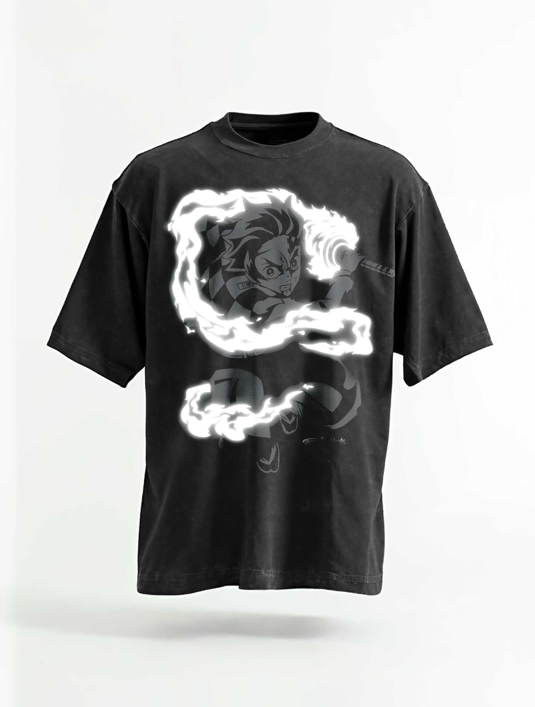 A t-shirt with anime-inspired design, blending manga shonen style with modern streetwear aesthetic.