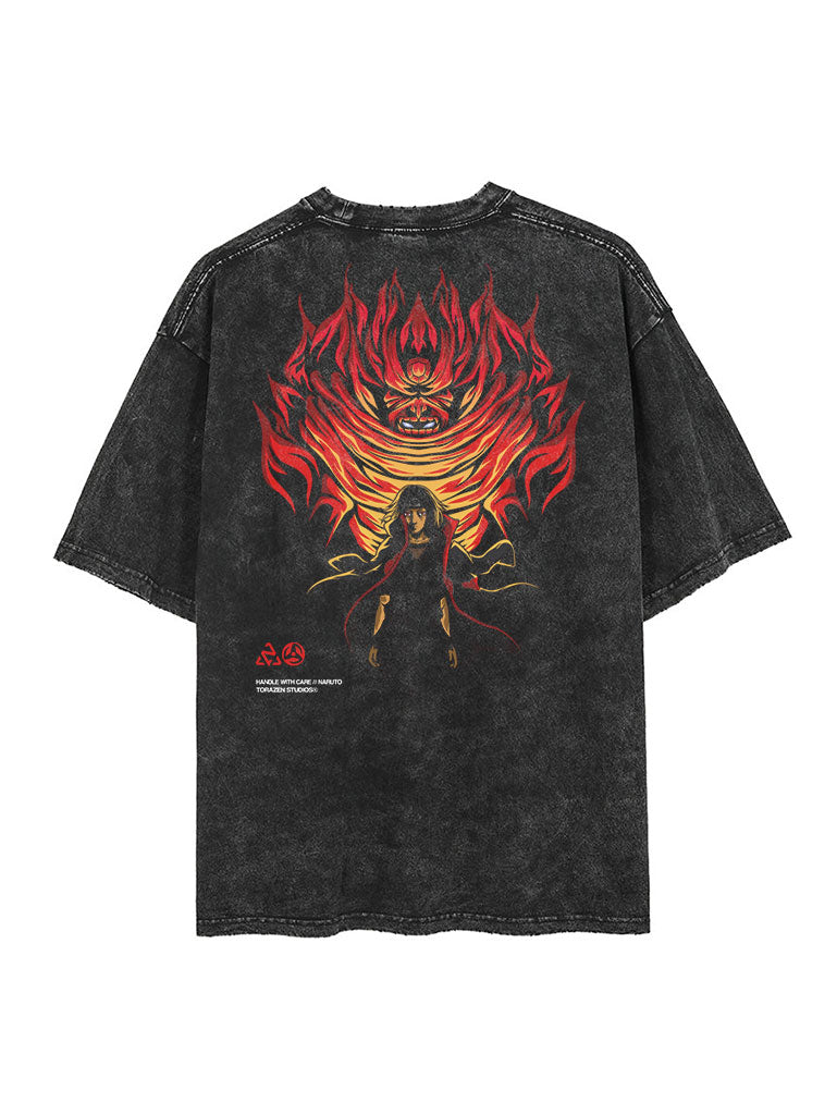 A t-shirt with anime-inspired design, blending manga shonen style with modern streetwear aesthetic.