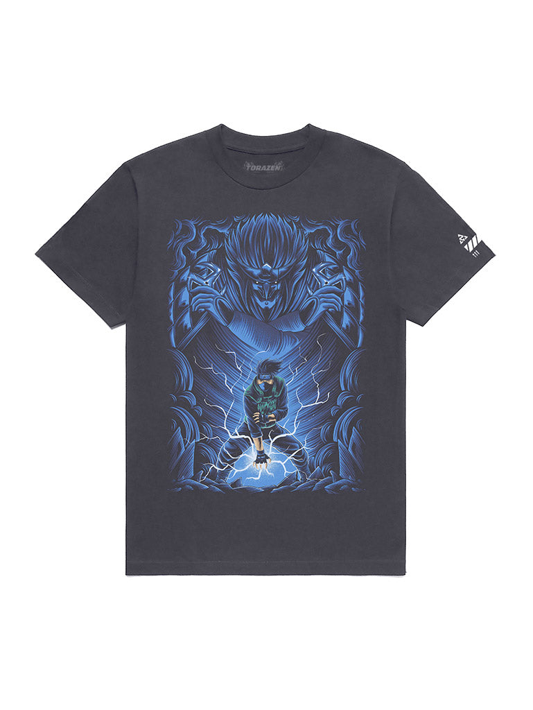 A t-shirt with anime-inspired design, blending manga shonen style with modern streetwear aesthetic.