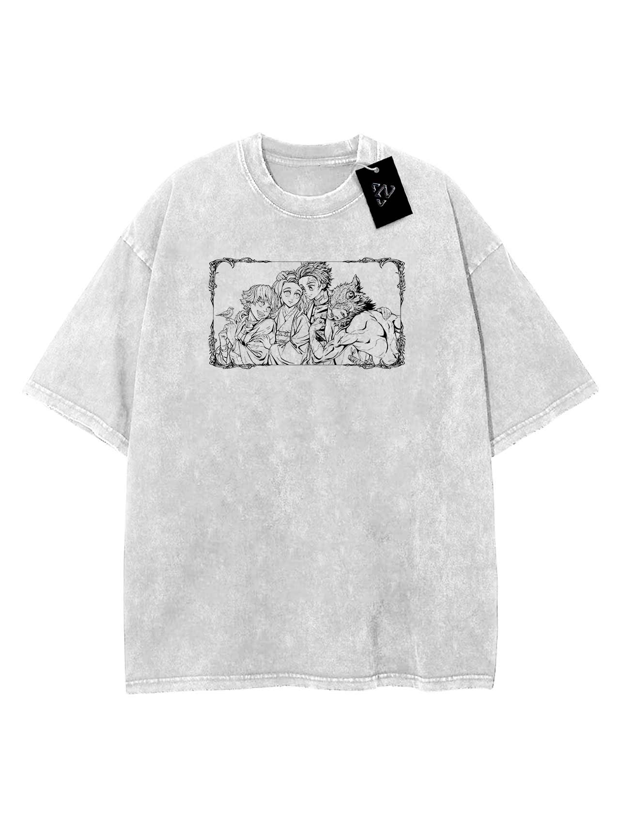 A t-shirt with anime-inspired design, blending manga shonen style with modern streetwear aesthetic.