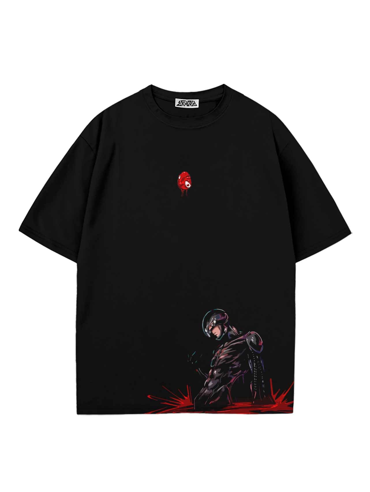 A t-shirt with anime-inspired design, blending manga shonen style with modern streetwear aesthetic.