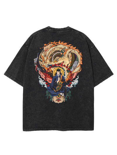 anime-inspired tee with curse collector massacre 2-sided vintage tee design
