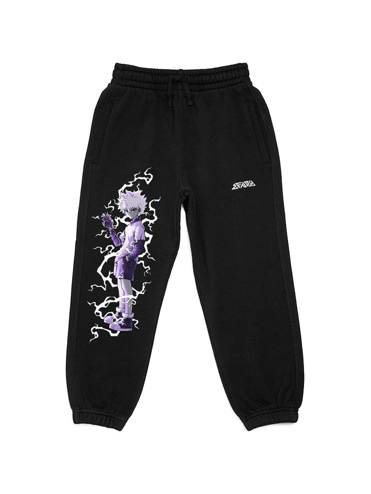 A pants with anime-inspired design, blending manga shonen style with modern streetwear aesthetic.