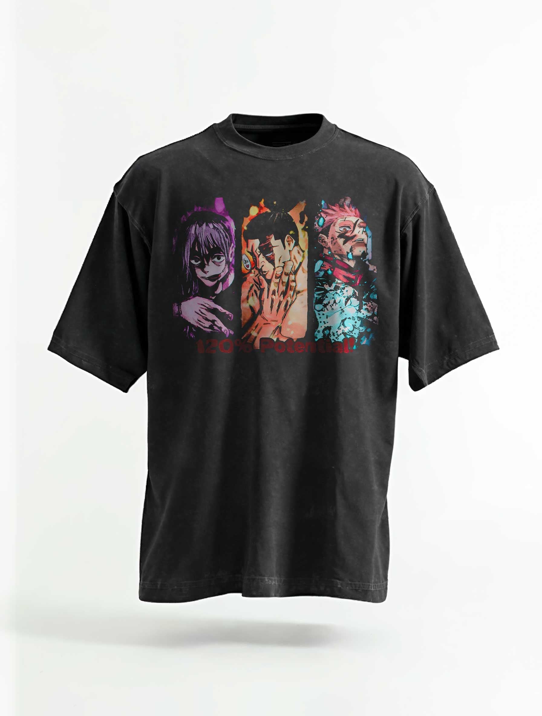 A t-shirt with anime-inspired design, blending manga shonen style with modern streetwear aesthetic.