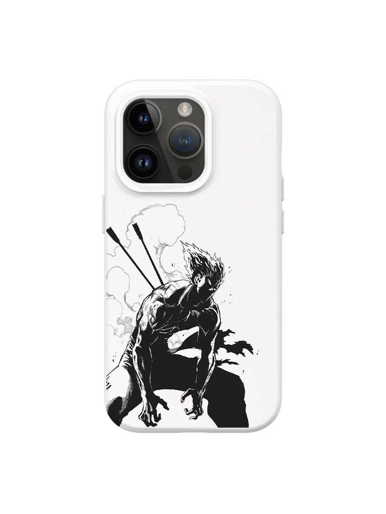 A phone case with anime-inspired design, blending manga shonen style with modern streetwear aesthetic.