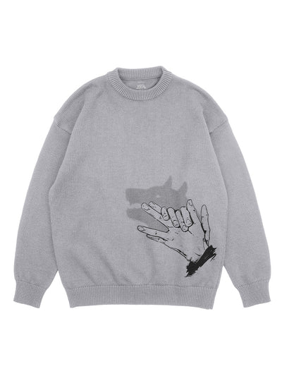 anime-inspired sweater with divine dogs knitted sweater design