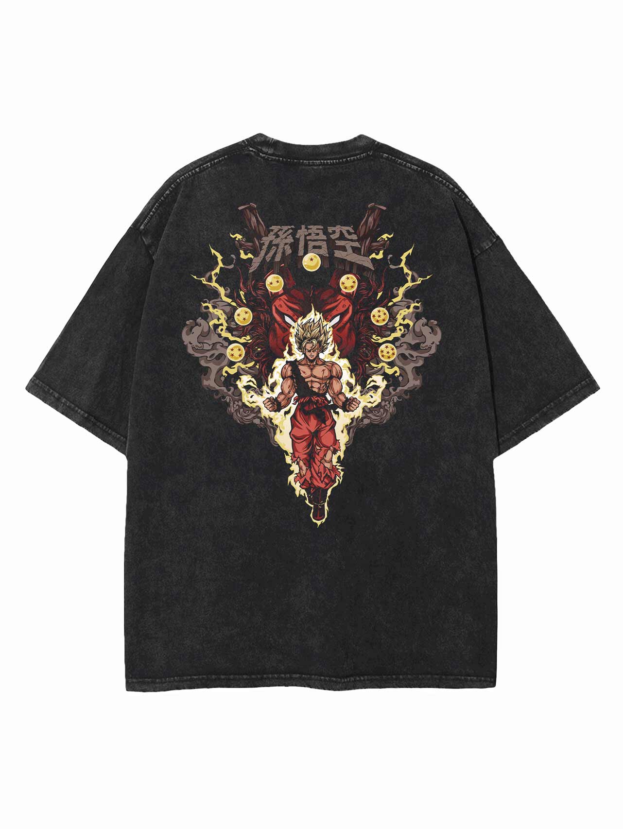 A t-shirt with anime-inspired design, blending manga shonen style with modern streetwear aesthetic.