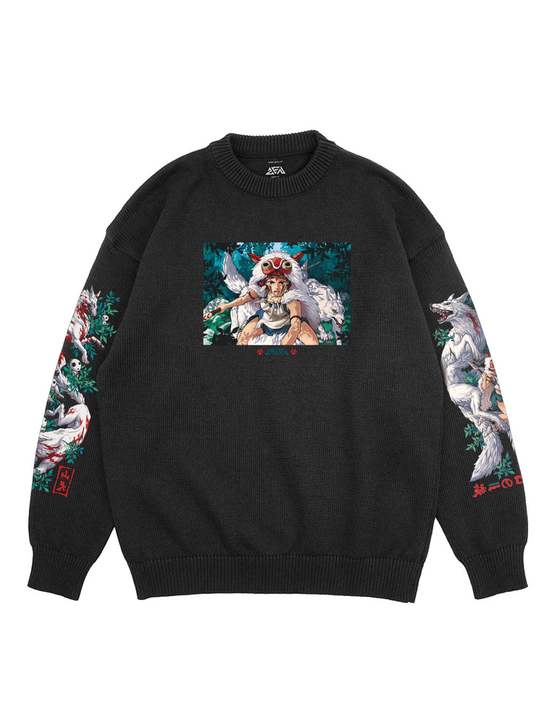 A sweater with anime-inspired design, blending manga shonen style with modern streetwear aesthetic.