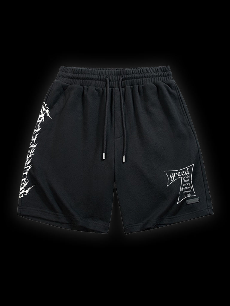 A shorts with anime-inspired design, blending manga shonen style with modern streetwear aesthetic.