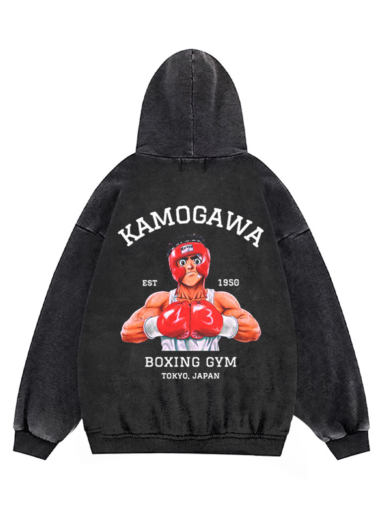 A hoodie with anime-inspired design, blending manga shonen style with modern streetwear aesthetic.