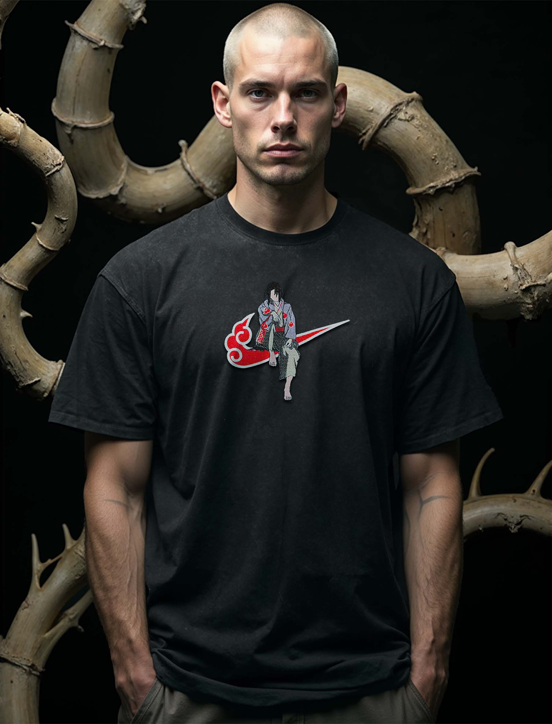 A sweatshirt with anime-inspired design, blending manga shonen style with modern streetwear aesthetic.