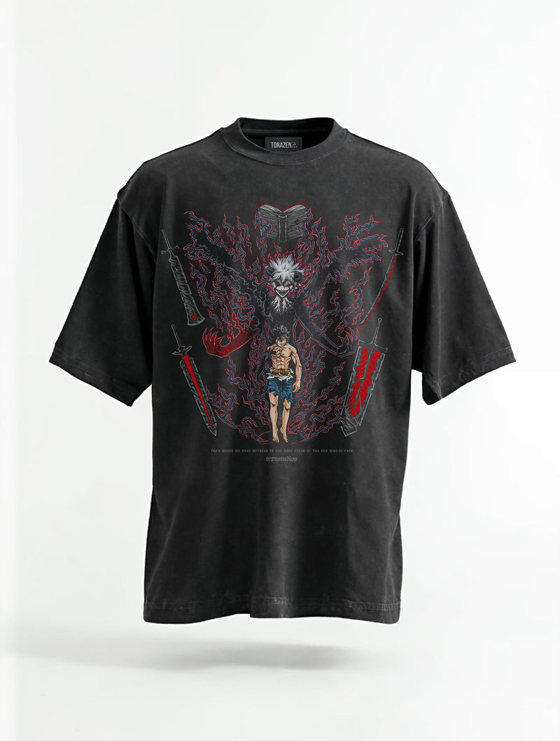Clover Warrior x Liebe Vintage Tee - Black Clover-inspired design by Torazen