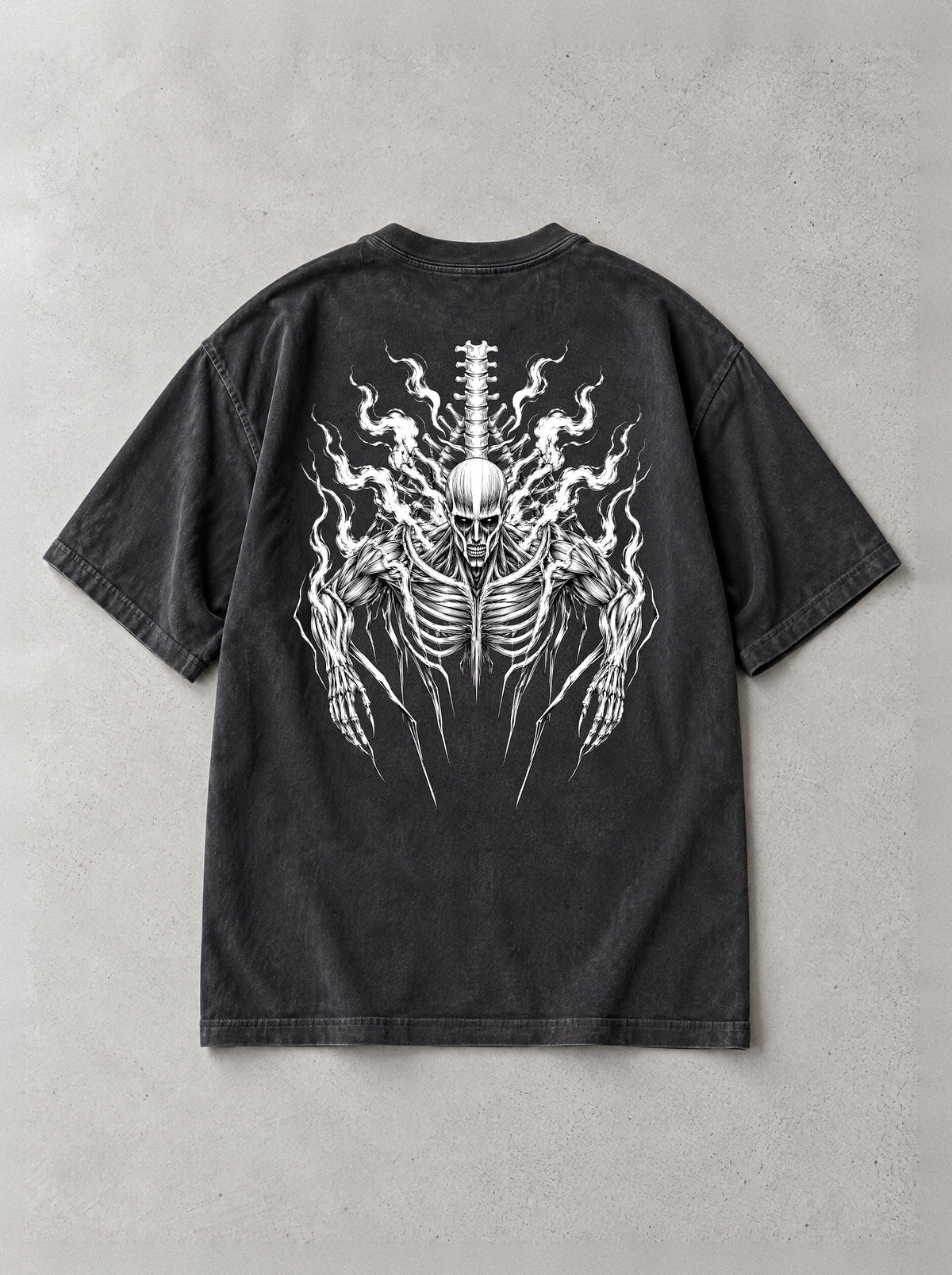 Colossal Spine Storm Vintage Tee - Attack on Titan-inspired design by Torazen, back view