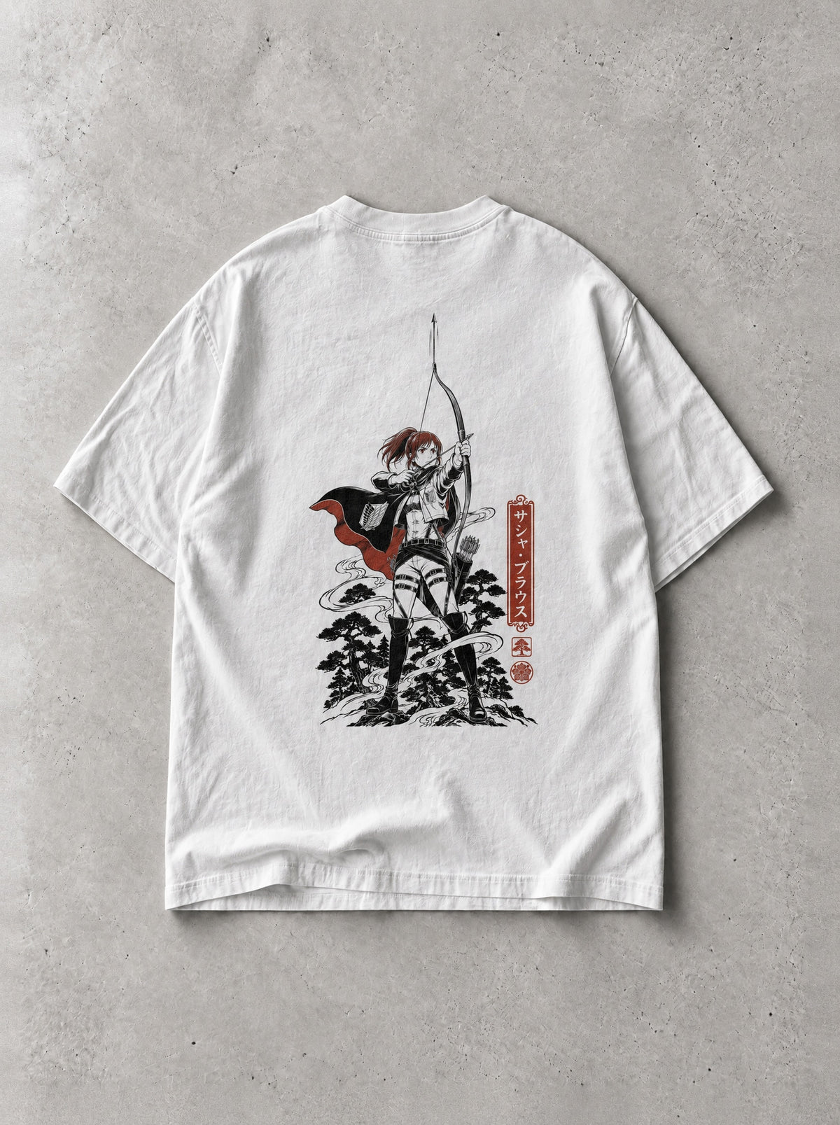 Hunter's Bow Vintage Tee - Attack on Titan-inspired design by Torazen, back view