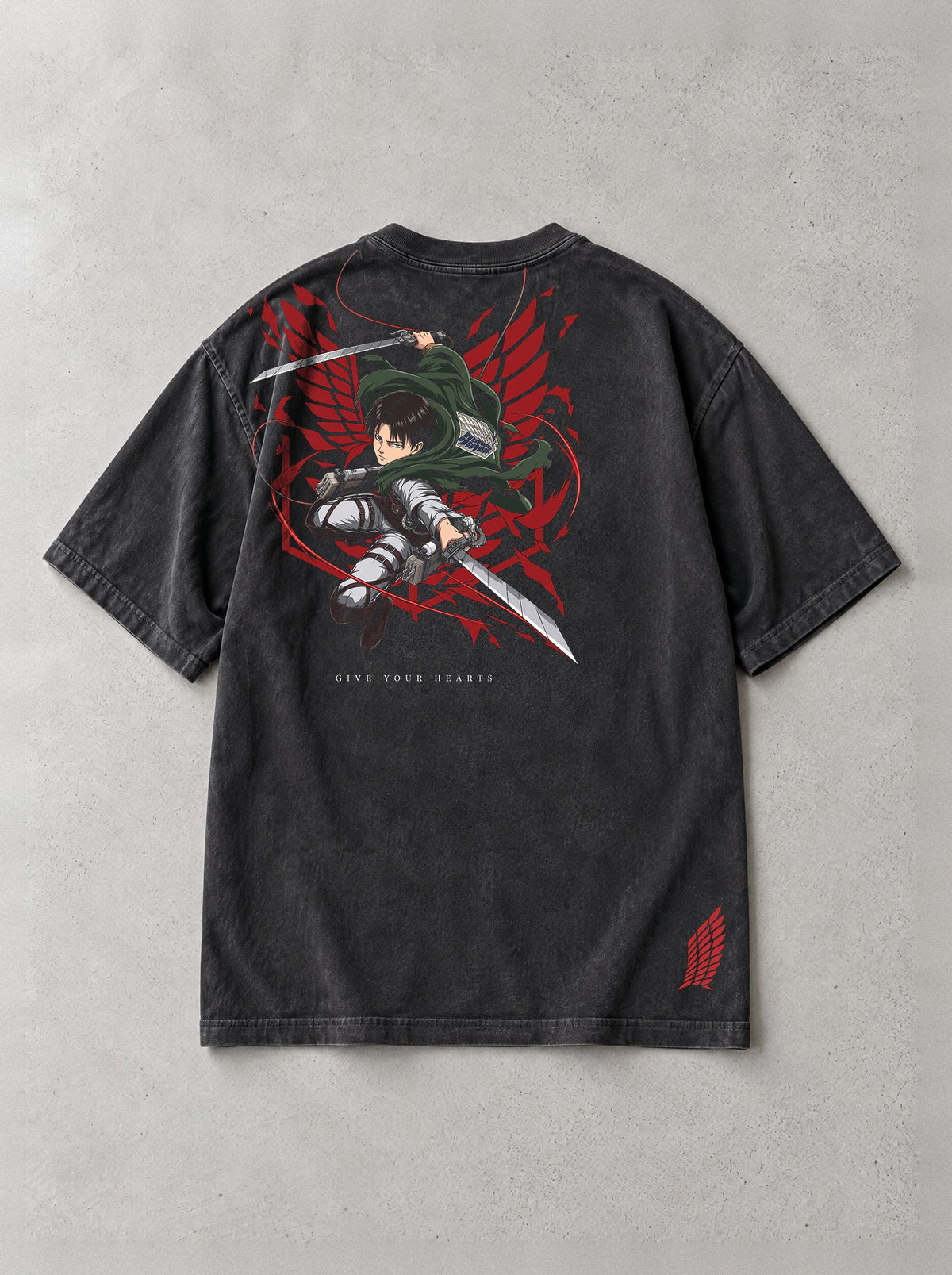 Wings In Flight Vintage Tee - Attack on Titan-inspired design by Torazen, back view
