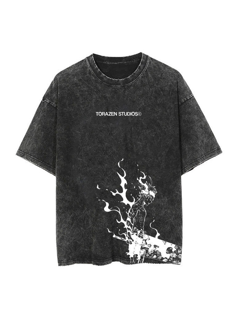 A t-shirt with anime-inspired design, blending manga shonen style with modern streetwear aesthetic.