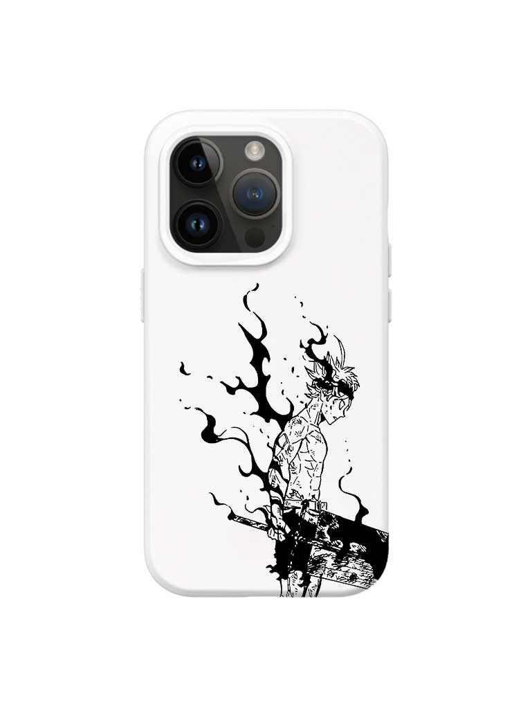 A phone case with anime-inspired design, blending manga shonen style with modern streetwear aesthetic.