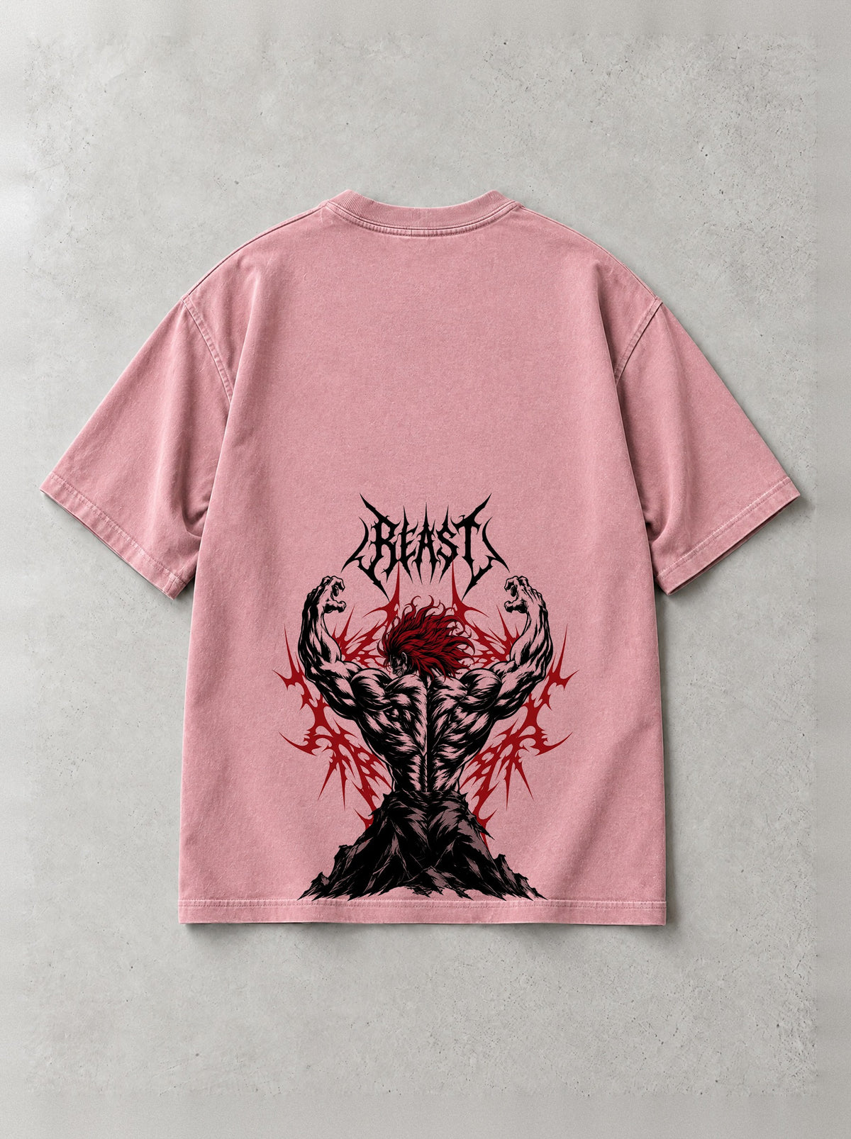 Beast Flex Vintage Tee - Baki-inspired design by Torazen, back view