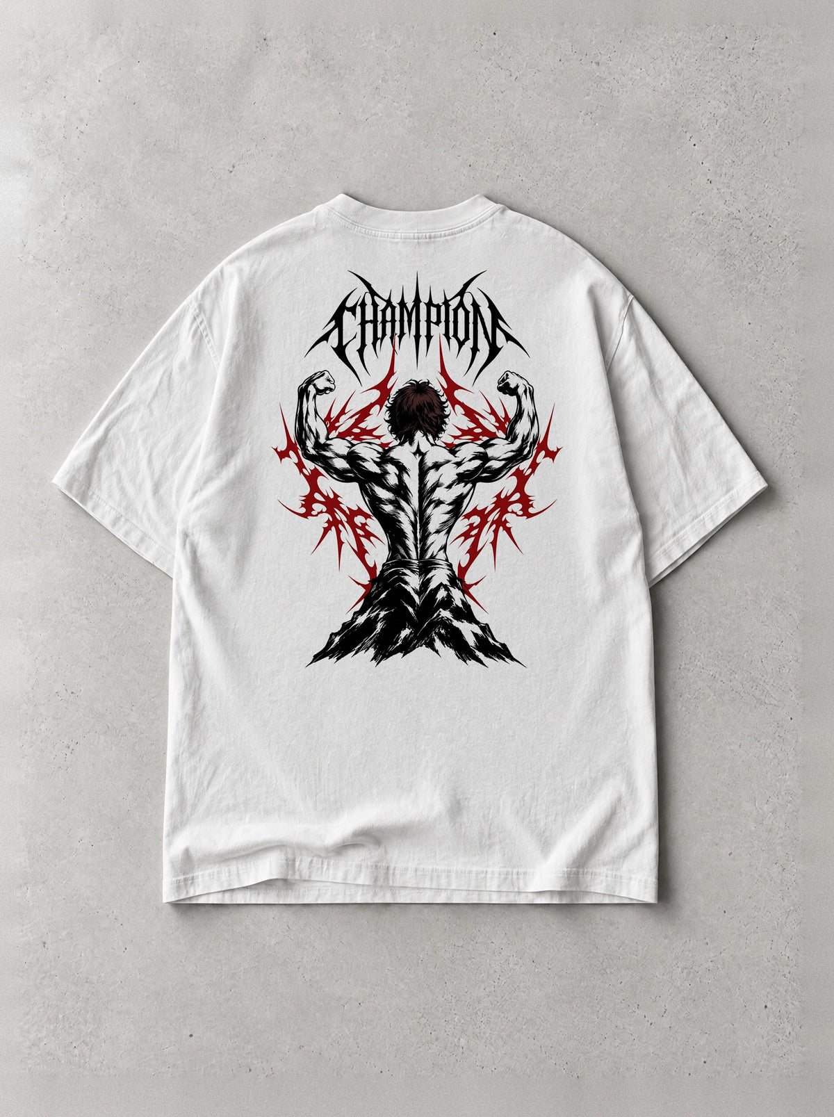Champion Flex Vintage Tee - Baki-inspired design by Torazen, back view