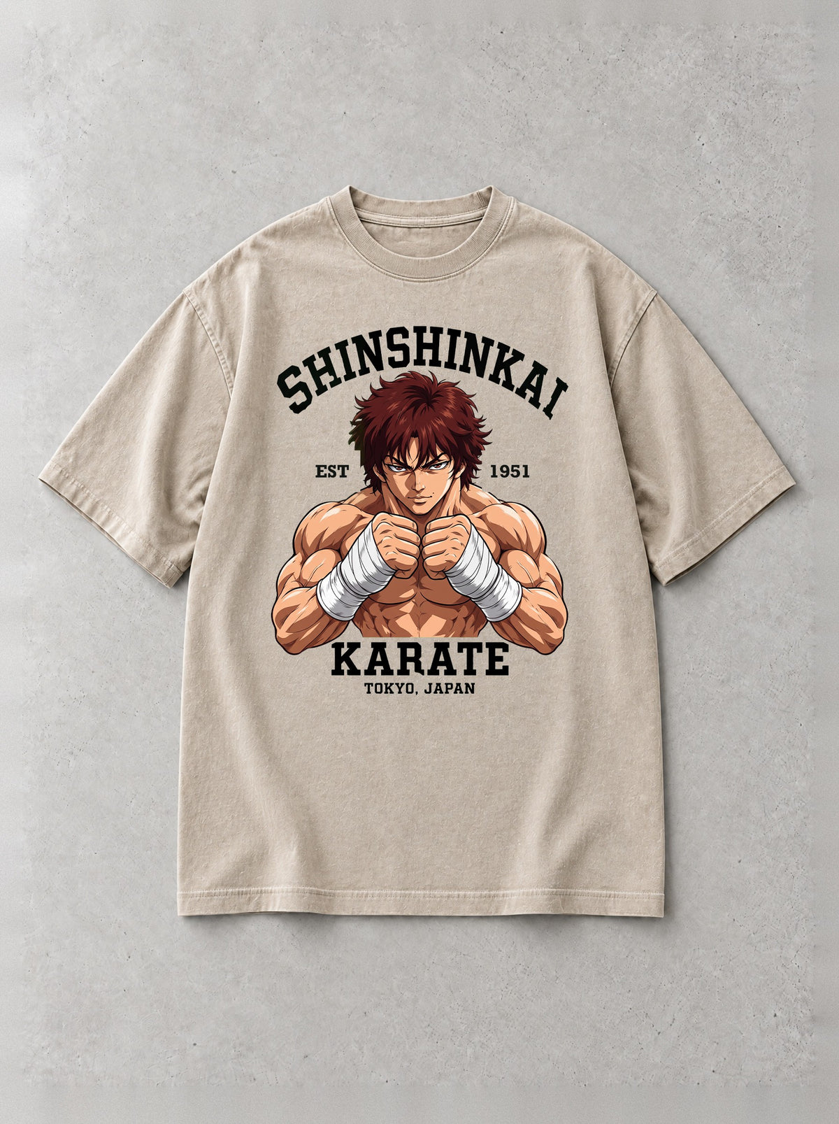 Karate Dojo Crest Vintage Tee - Baki-inspired design by Torazen, front view