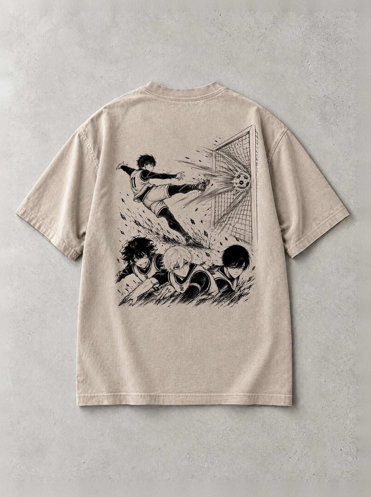 Goalmouth Volley Vintage Tee - Blue Lock-inspired design by Torazen, back view