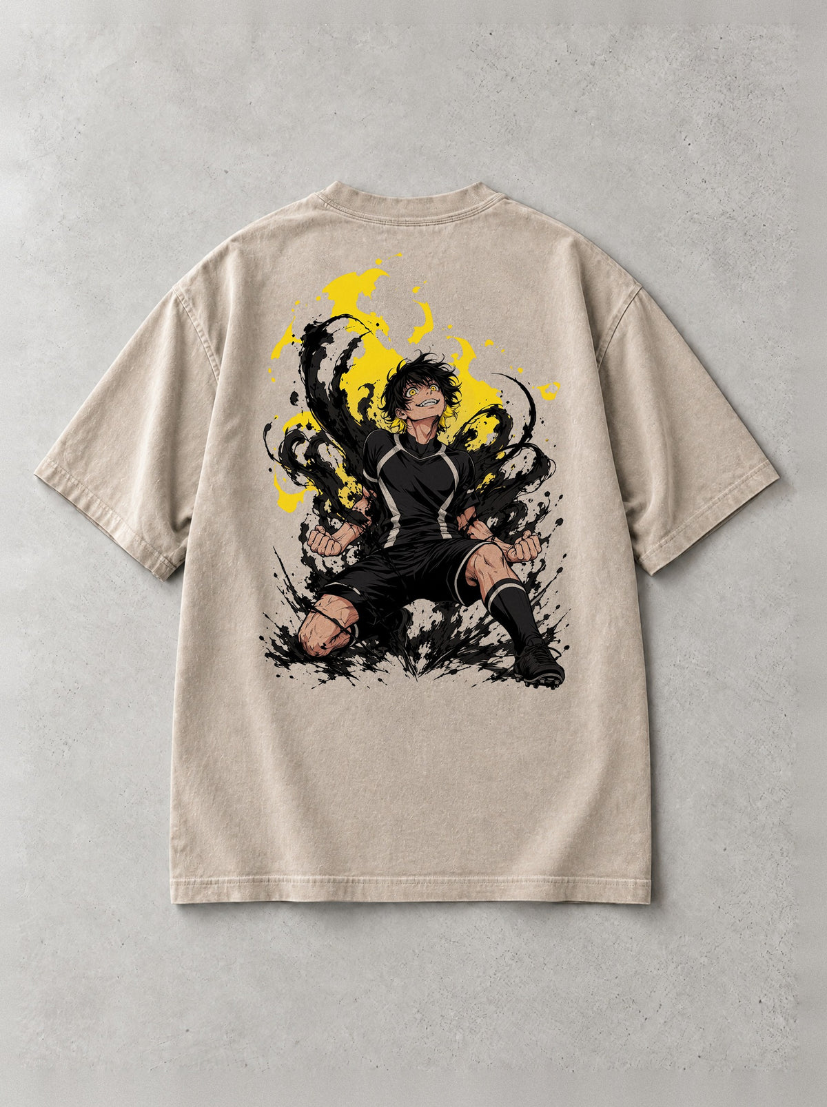 Yellow Flow State Vintage Tee - Blue Lock-inspired design by Torazen, back view