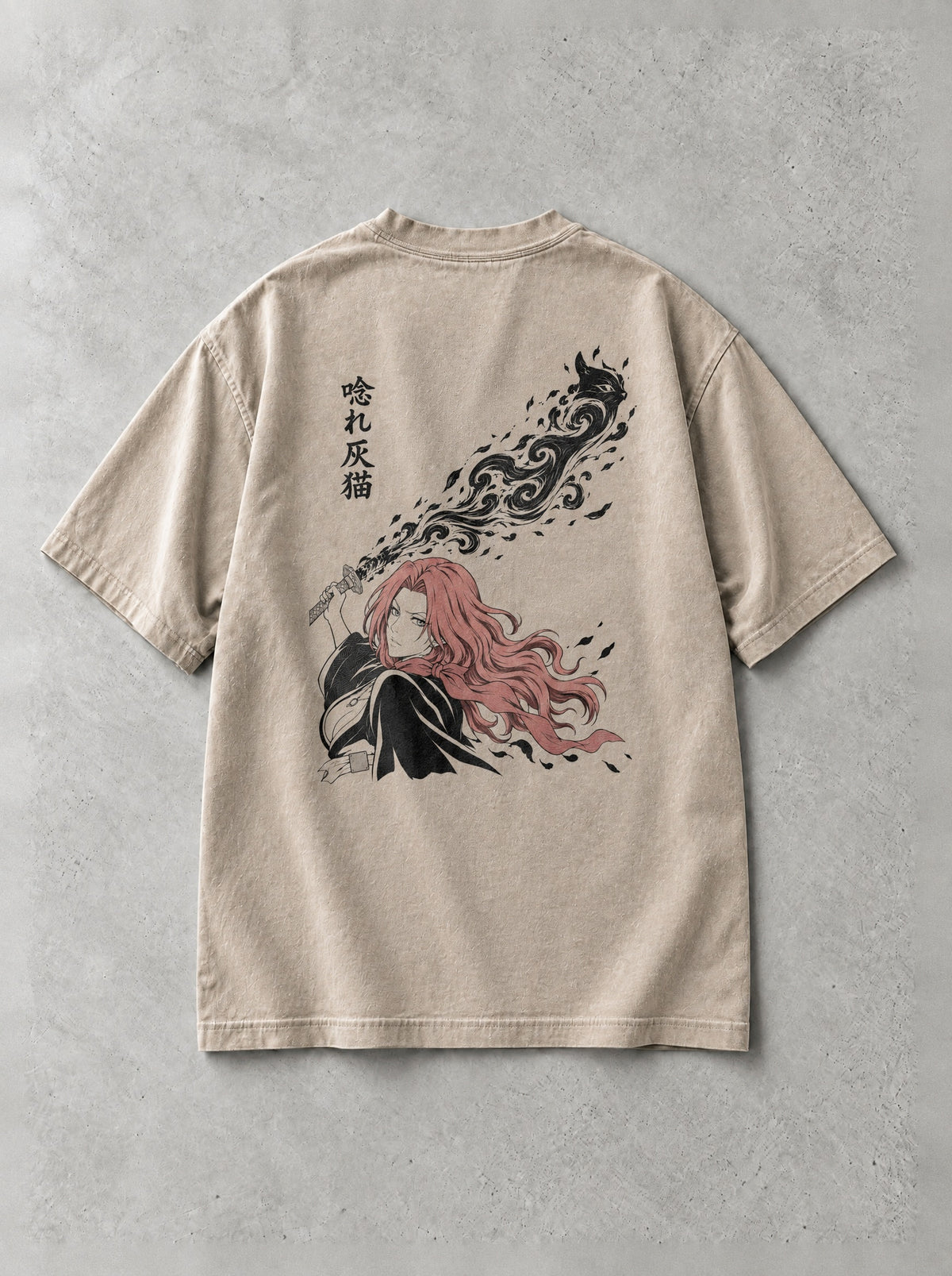 Ash Cat Vintage Tee - Bleach-inspired design by Torazen, back view