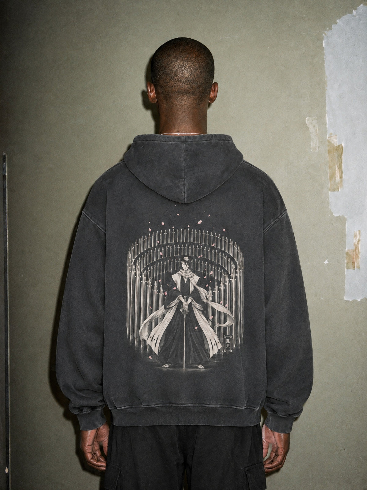 BLCH ✦ Petal Steel Circle Vintage Hoodie by Torazen, worn on model