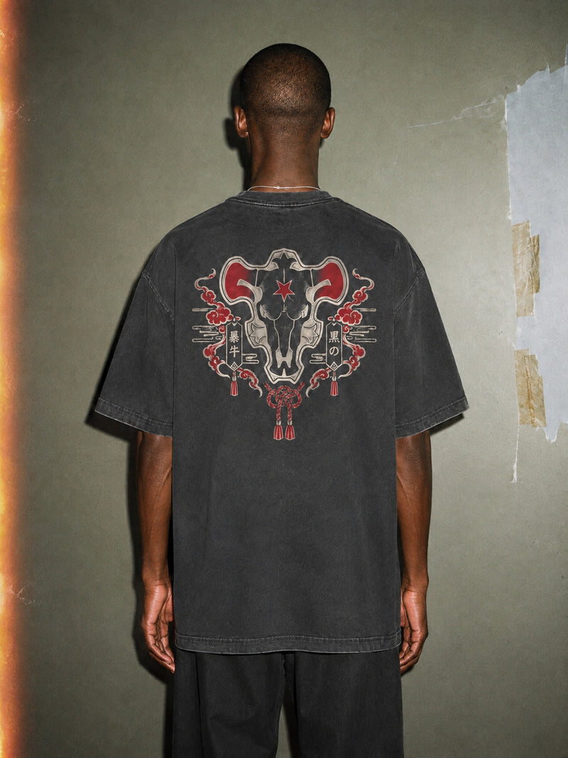 BLK-CLV ✦ Black Bulls Vintage Tee by Torazen, worn on model