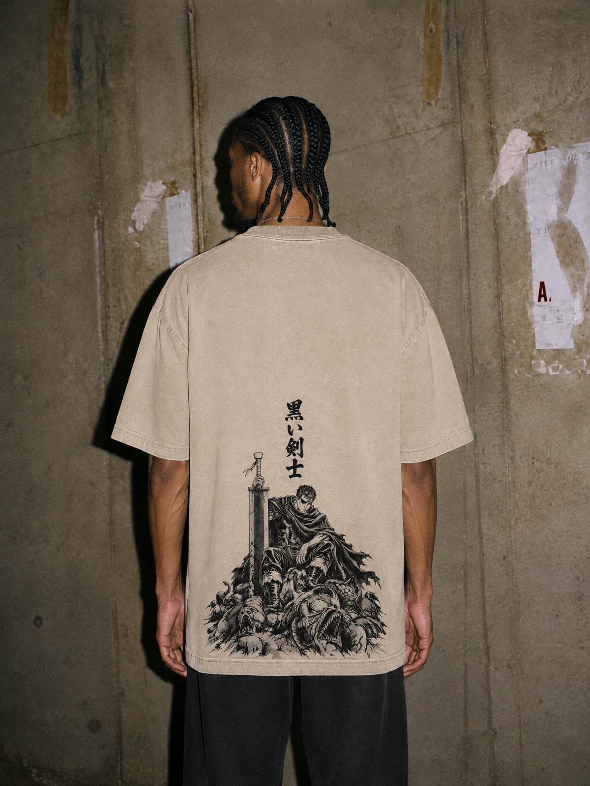 BSRK ✦ Black Swordsman Rest Vintage Tee by Torazen, worn on model