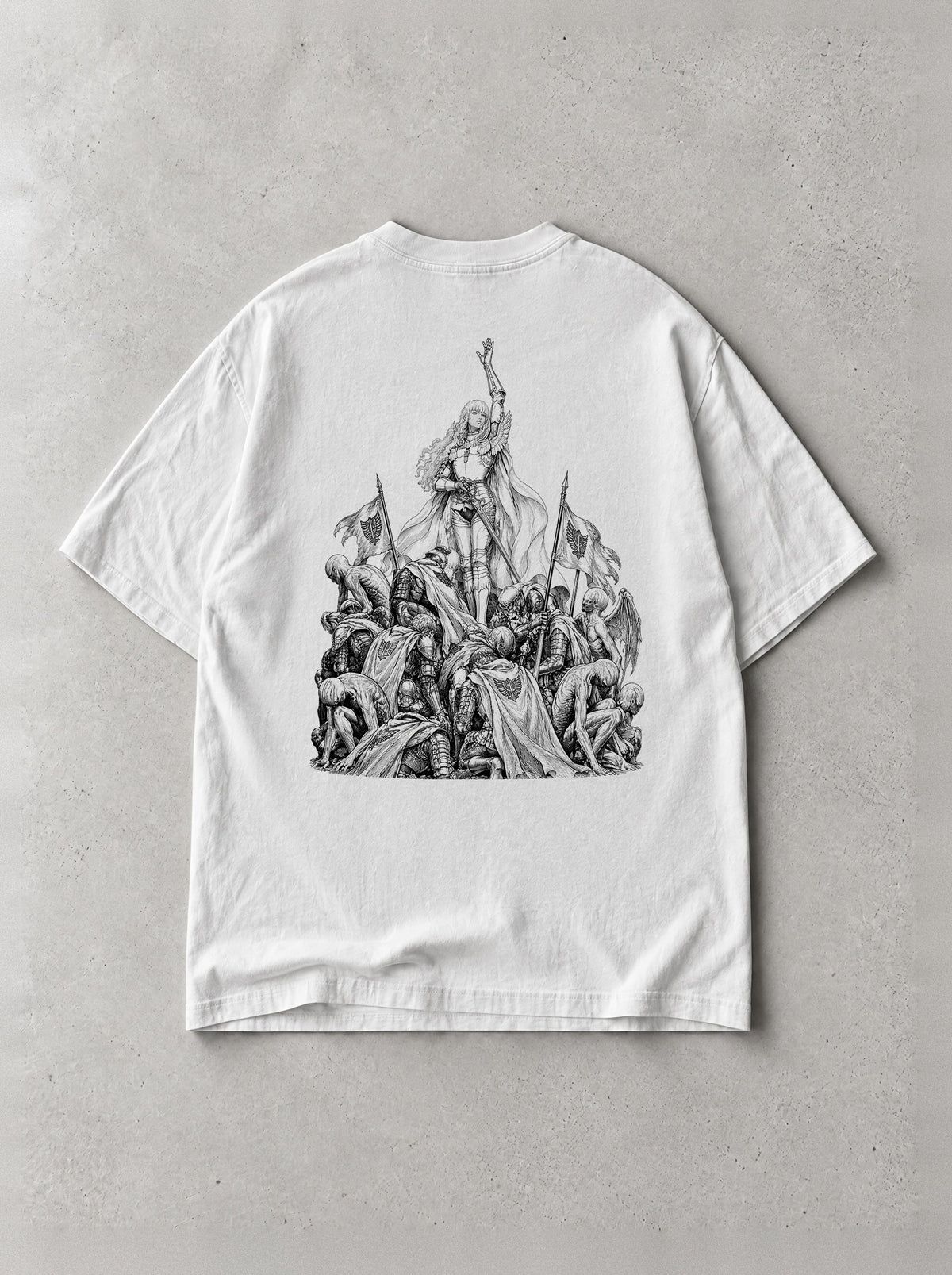 Hawk Above The Fallen Vintage Tee - Berserk-inspired design by Torazen, back view