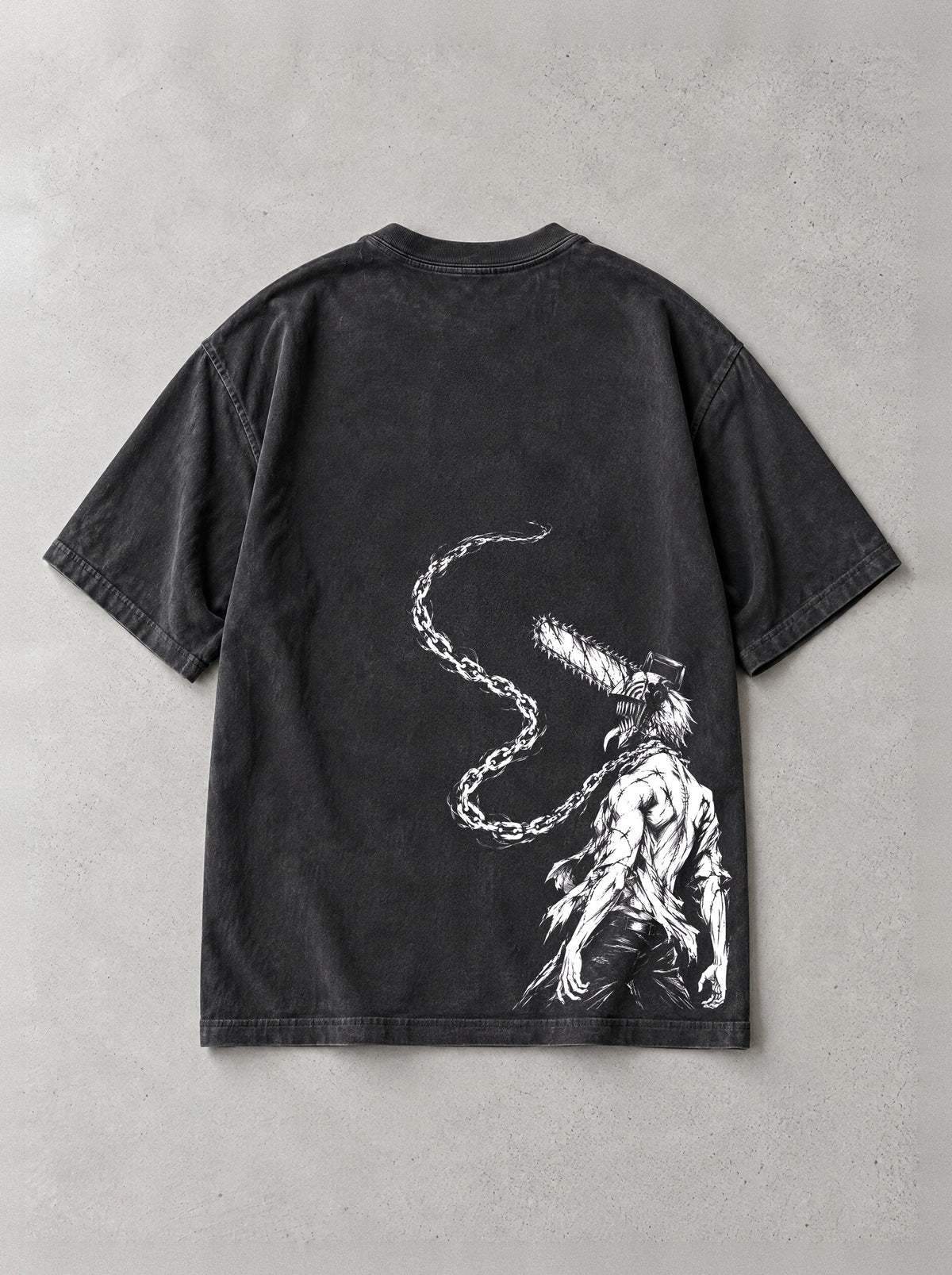 Chain Pull Devil Vintage Tee - Chainsaw Man-inspired design by Torazen, back view