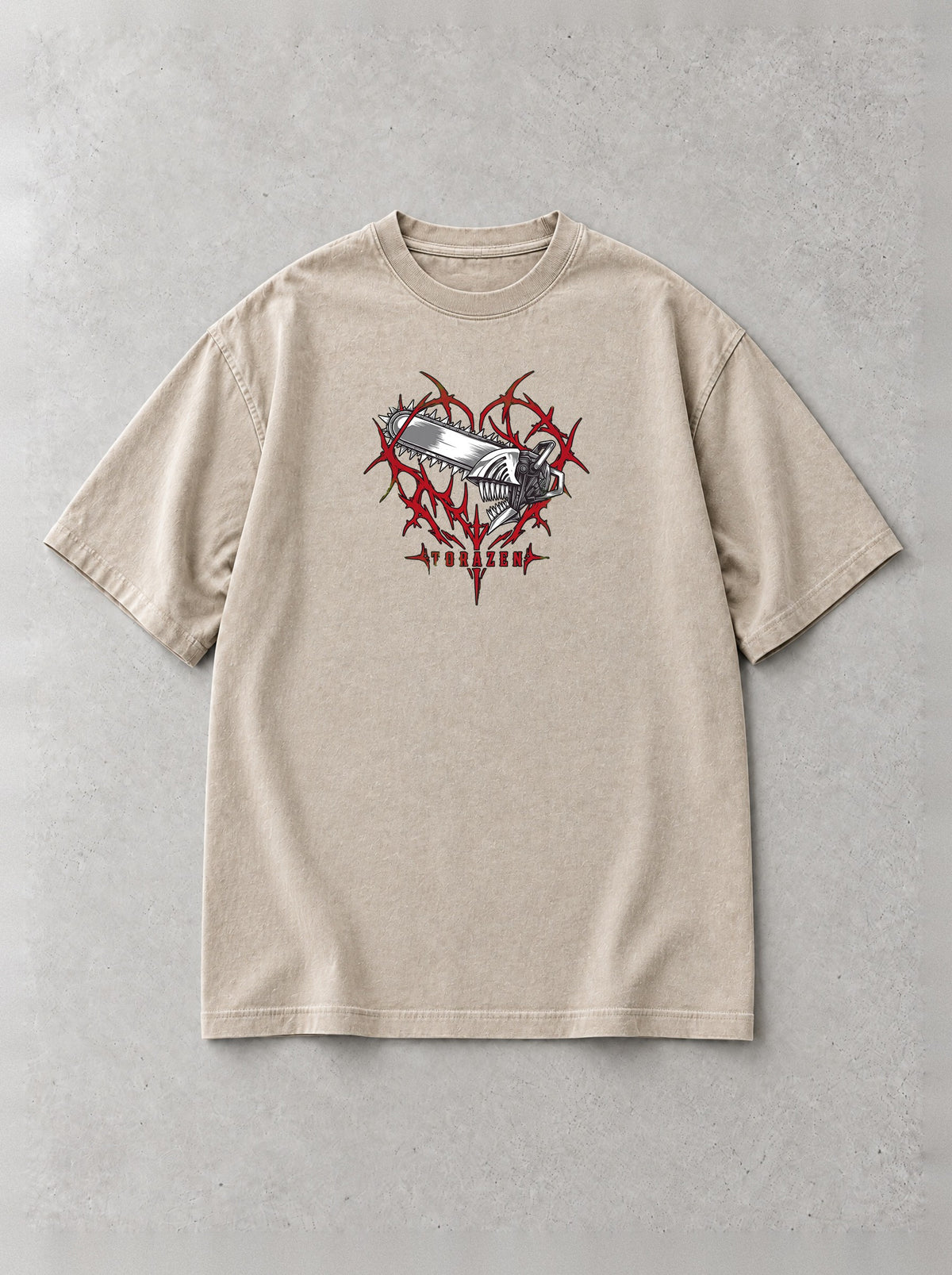 Chainsaw Thorn Frame Vintage Tee by Torazen, front view