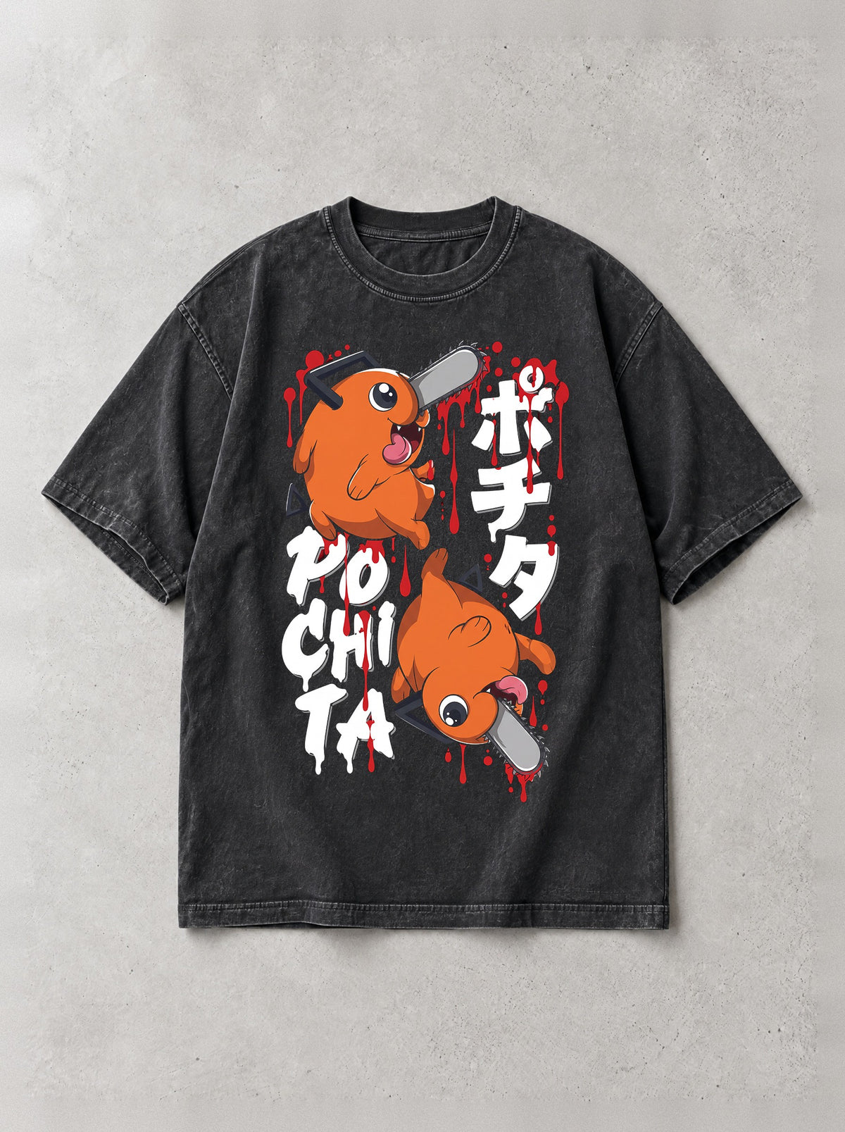 Devil Dog Drip Vintage Tee - Chainsaw Man-inspired design by Torazen, front view