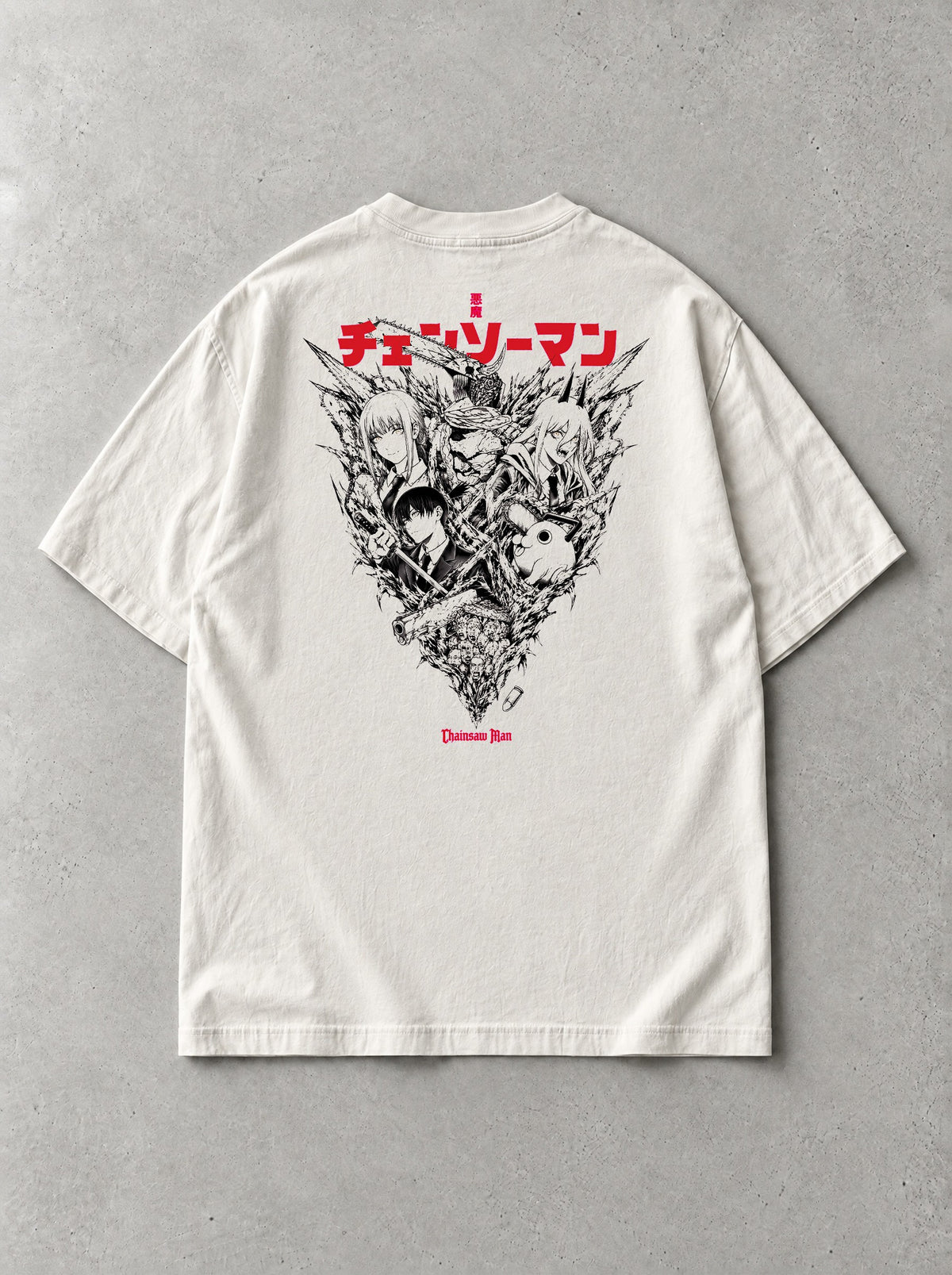 Devil Hunter Collage Vintage Tee - Chainsaw Man-inspired design by Torazen, back view