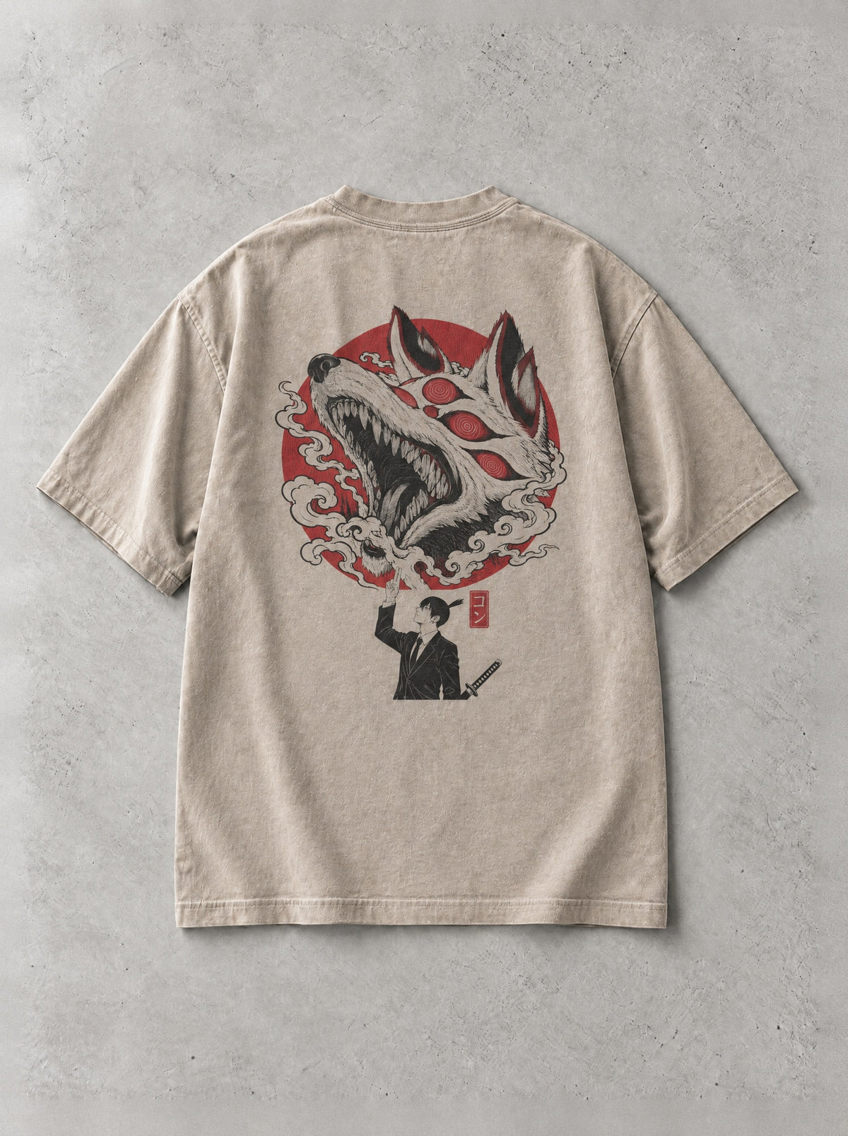 Fox Sign Vintage Tee - Chainsaw Man-inspired design by Torazen, back view