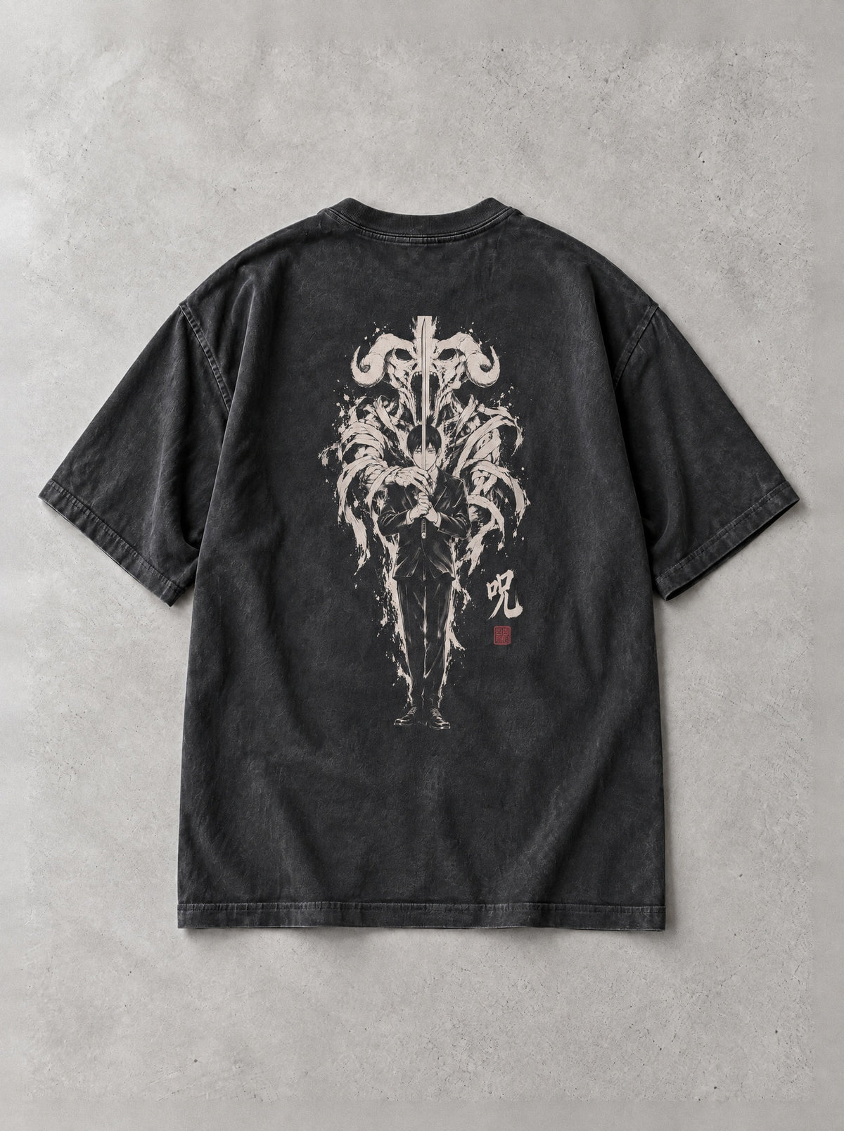 Horned Curse Vintage Tee - Chainsaw Man-inspired design by Torazen, back view