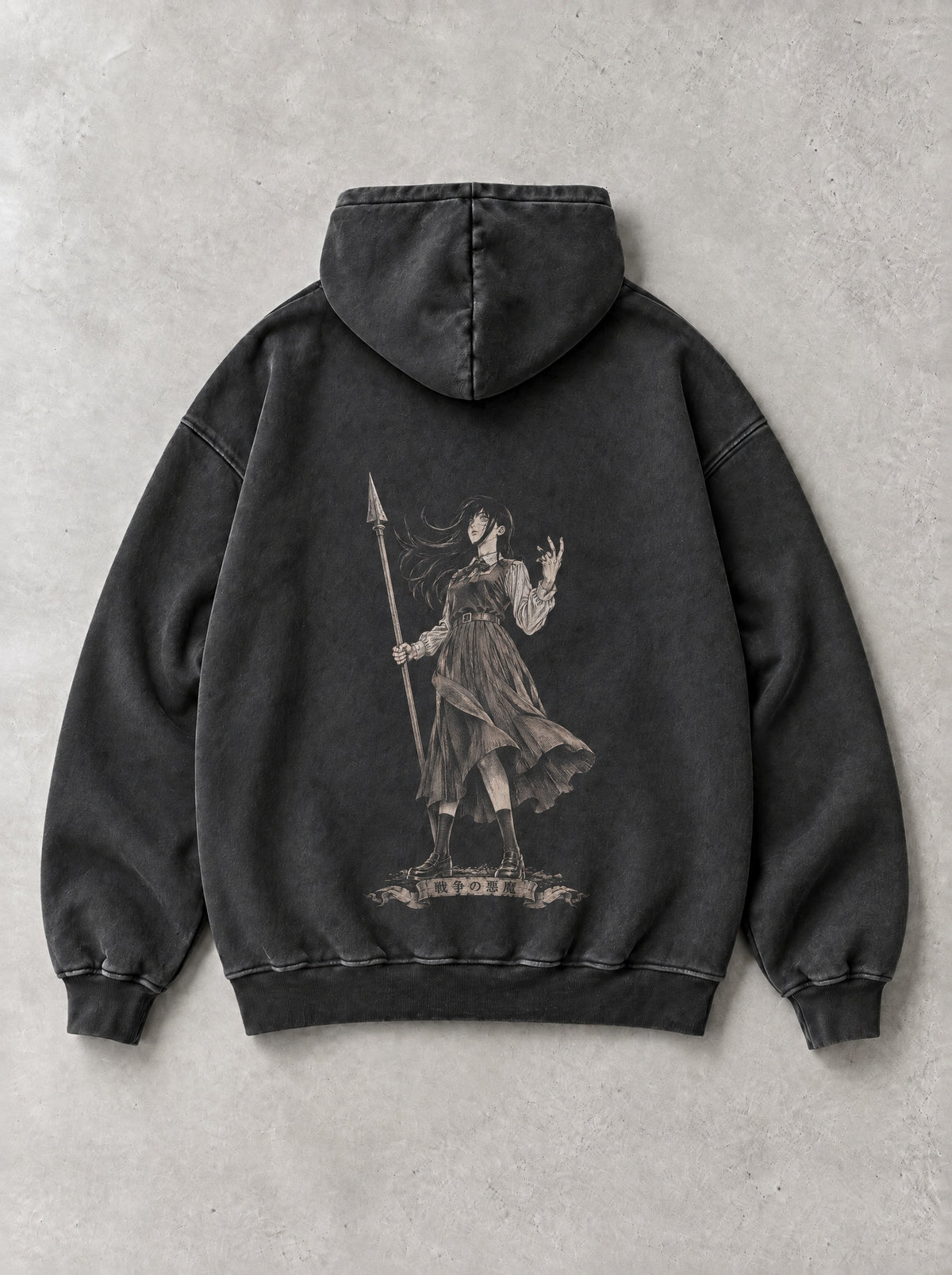 War Devil Vintage Hoodie - Chainsaw Man-inspired design by Torazen, back view