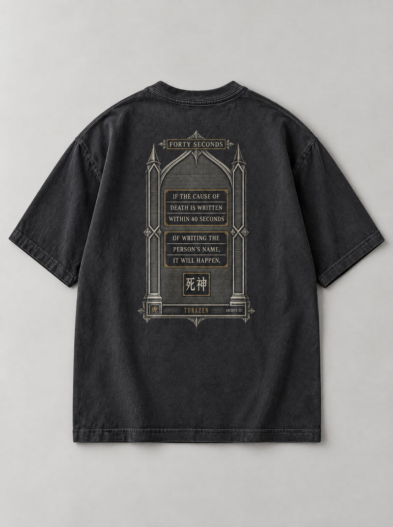 Forty Seconds 2-Sided Vintage Tee - Death Note-inspired design by Torazen, back view