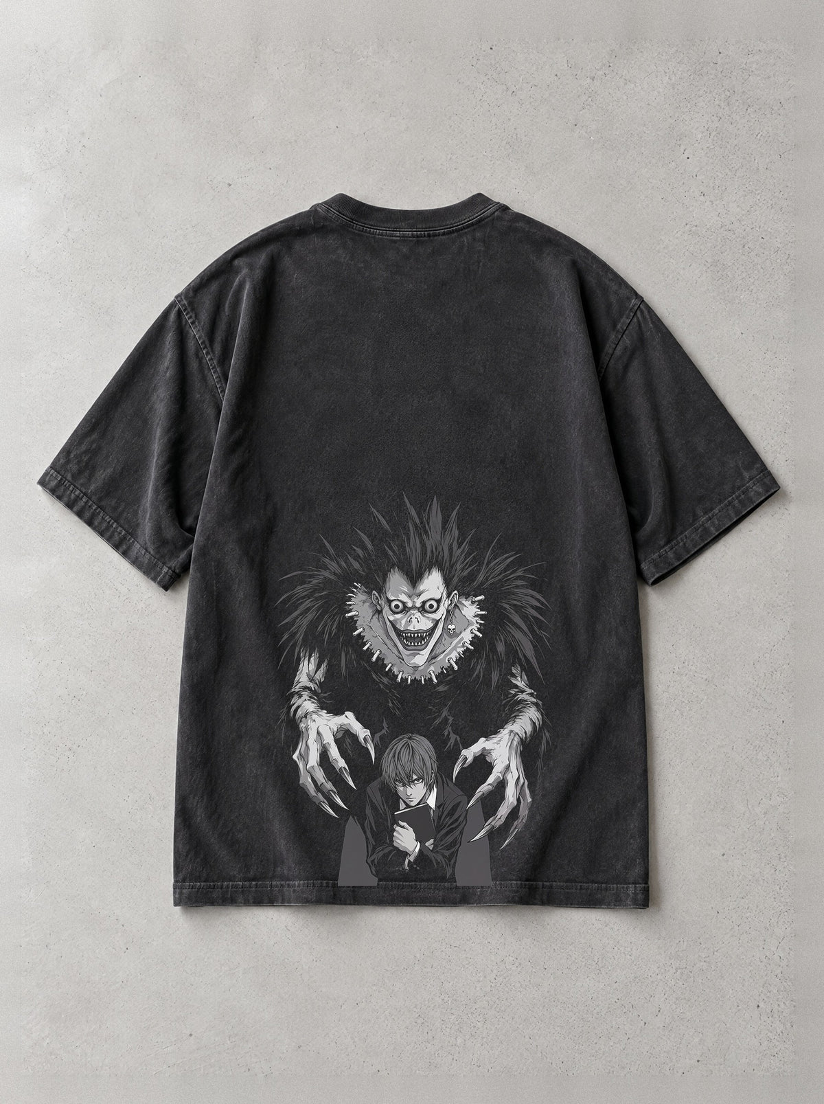 Shinigami Over Shoulder Vintage Tee - Death Note-inspired design by Torazen, back view