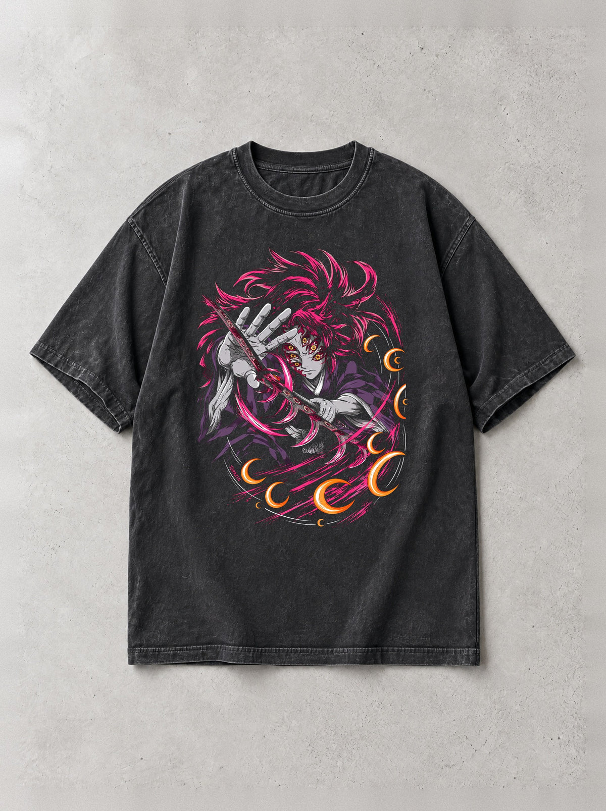 Crescent Moon Cut Vintage Tee - Demon Slayer-inspired design by Torazen, front view