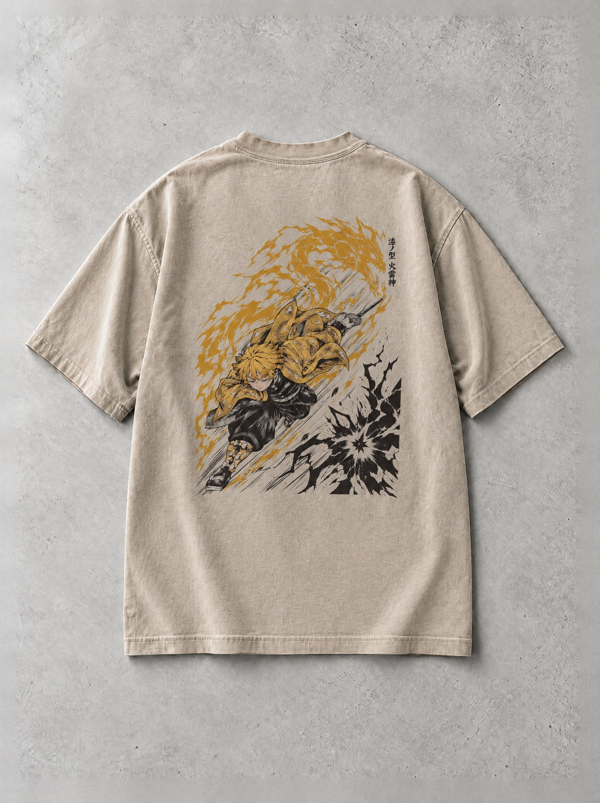 Flame Dragon Reckoning Vintage Tee - Demon Slayer-inspired design by Torazen, back view