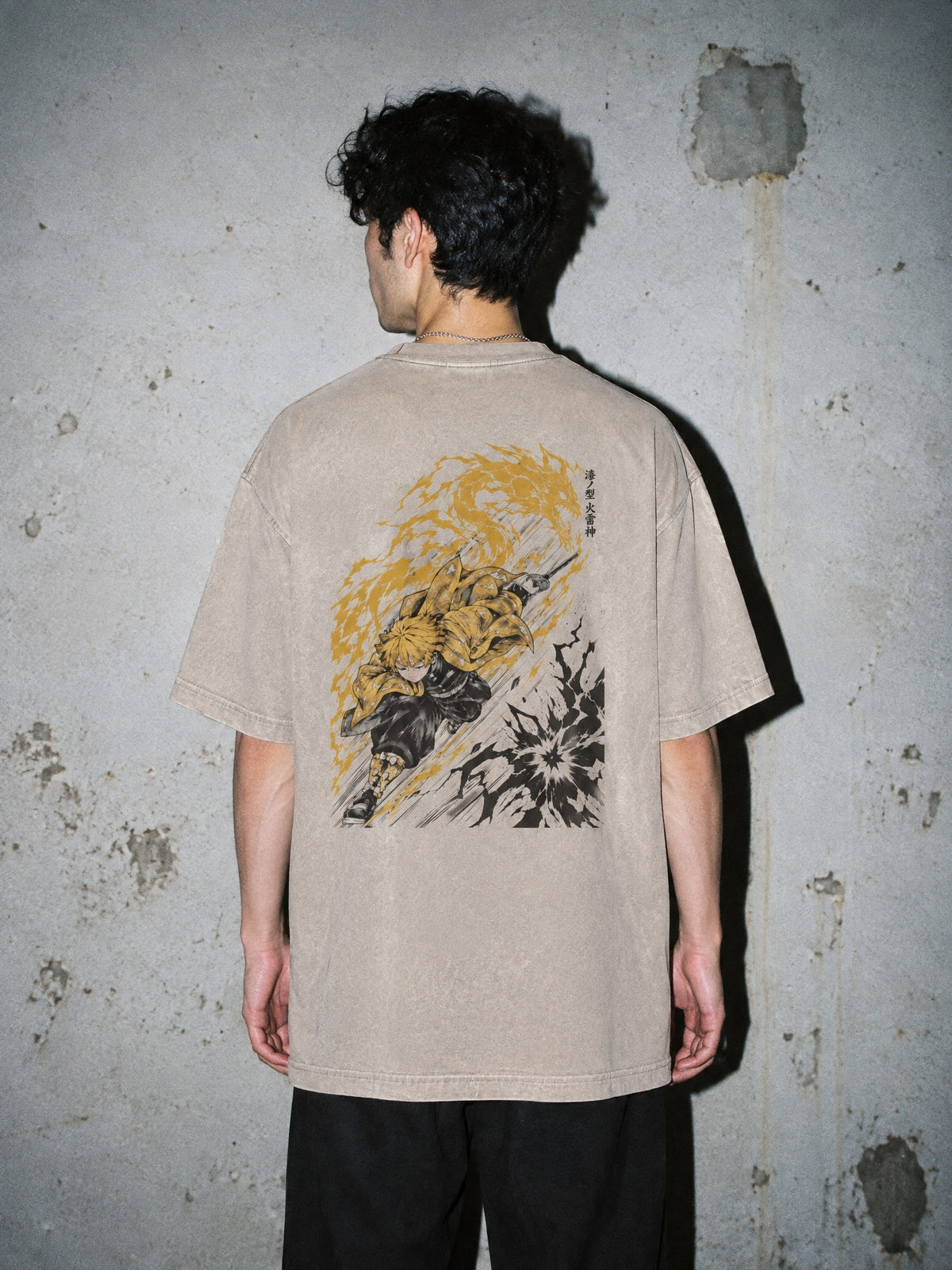 D-SLYR ✦ Flame Dragon Reckoning Vintage Tee by Torazen, worn on model
