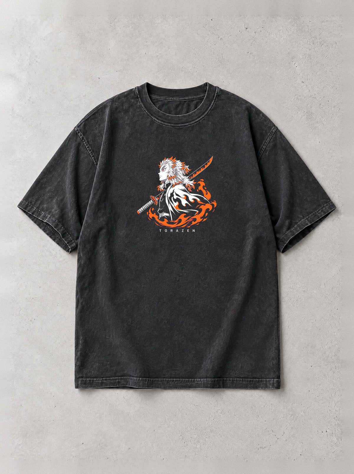 Flame Pillar Wave Vintage Tee by Torazen, front view