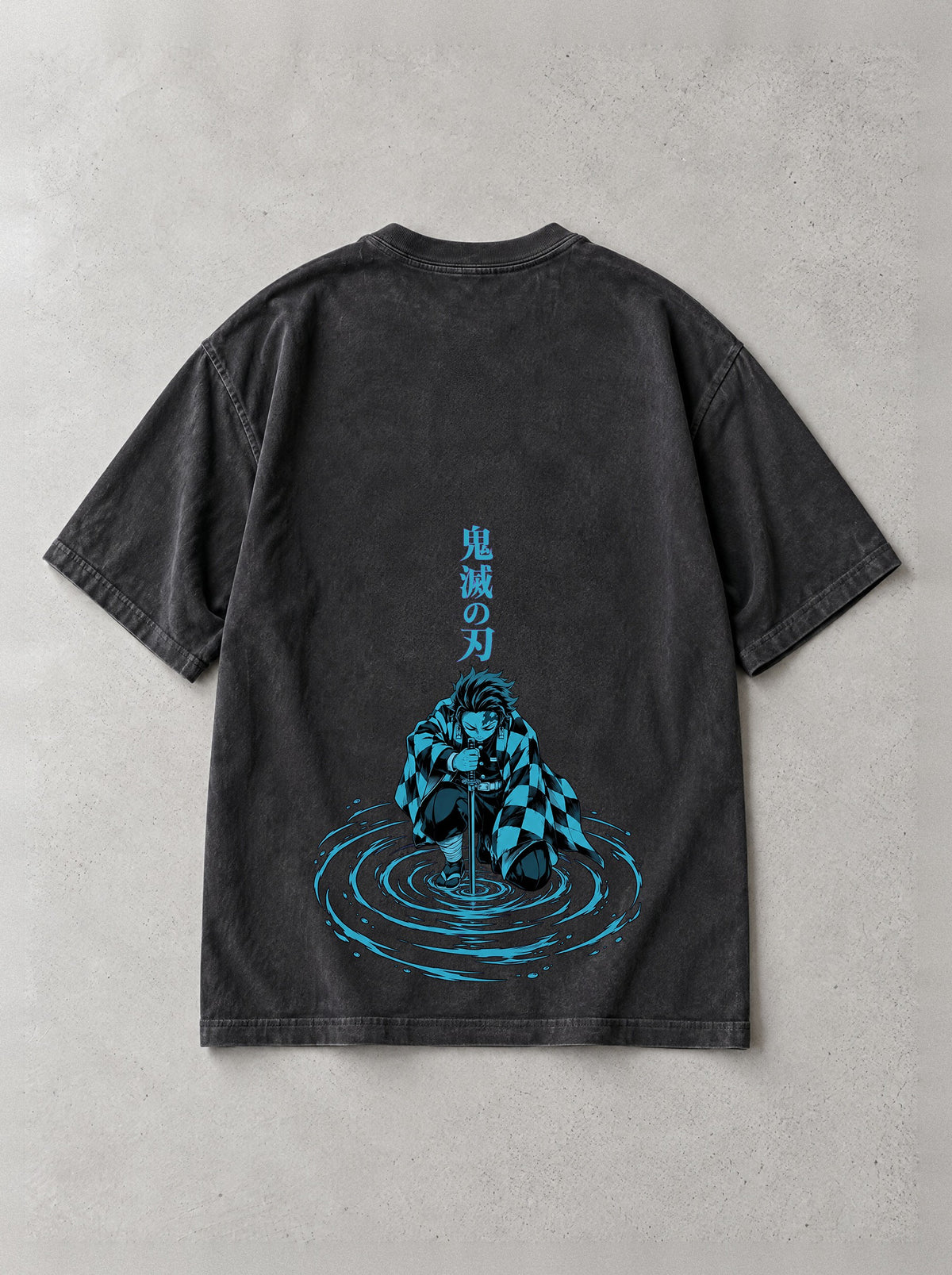 Kneeling Water Ripple Vintage Tee - Demon Slayer-inspired design by Torazen, back view