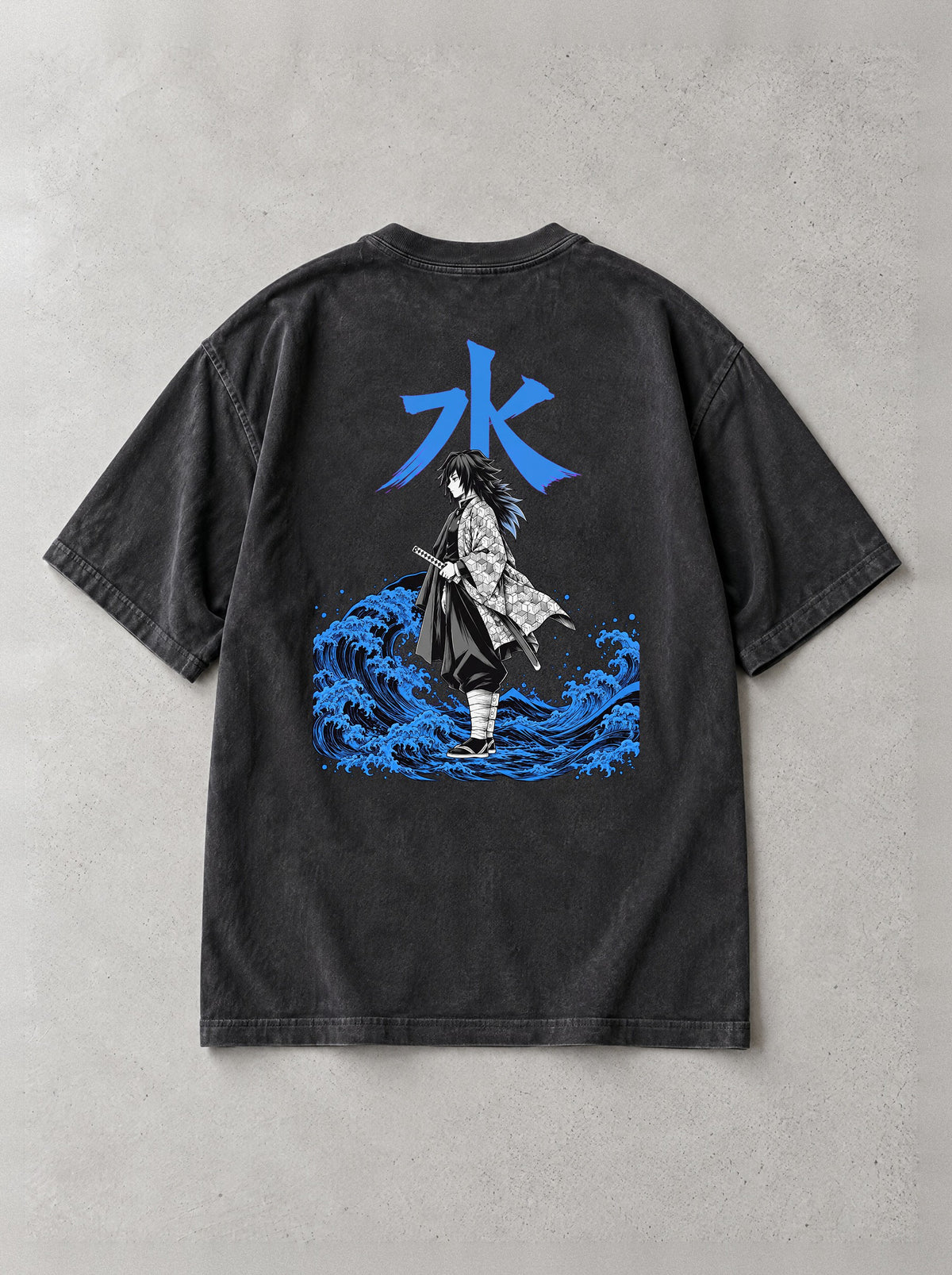 Still Water Pillar Vintage Tee - Demon Slayer-inspired design by Torazen, back view