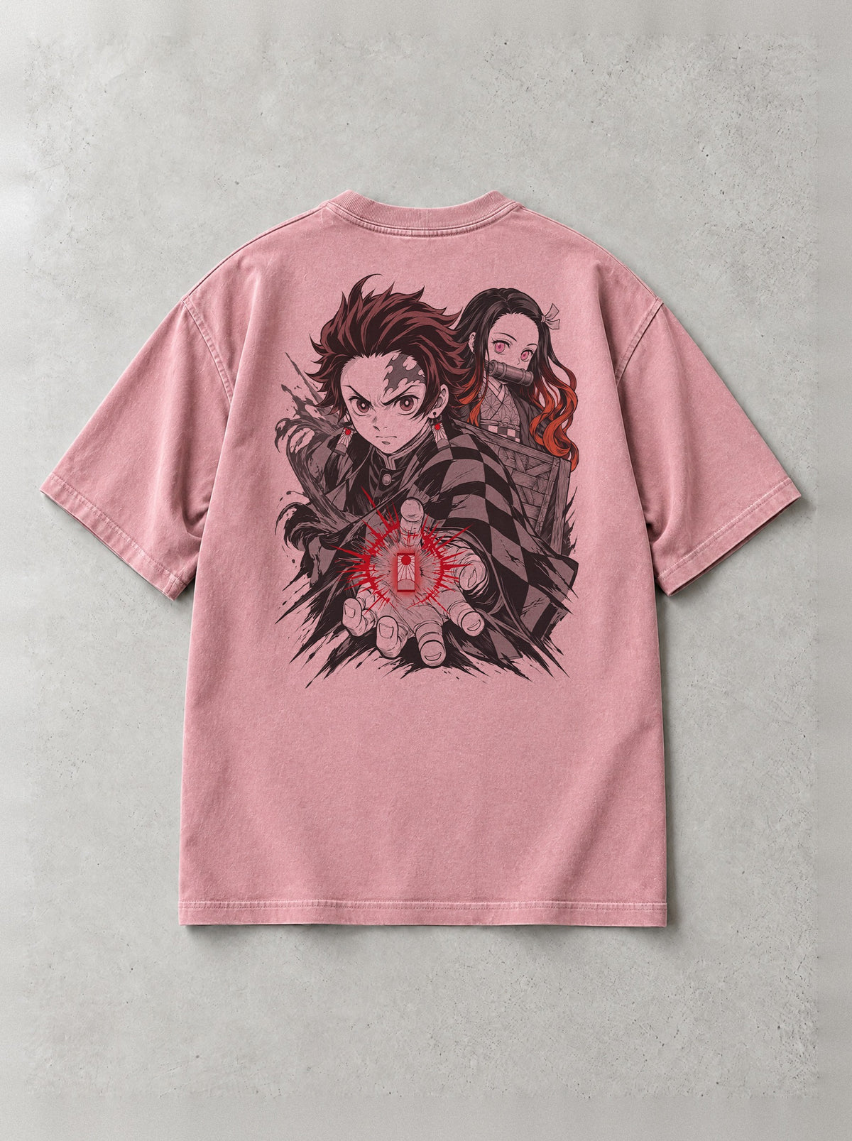 Sun Earring Siblings Vintage Tee - Demon Slayer-inspired design by Torazen, back view