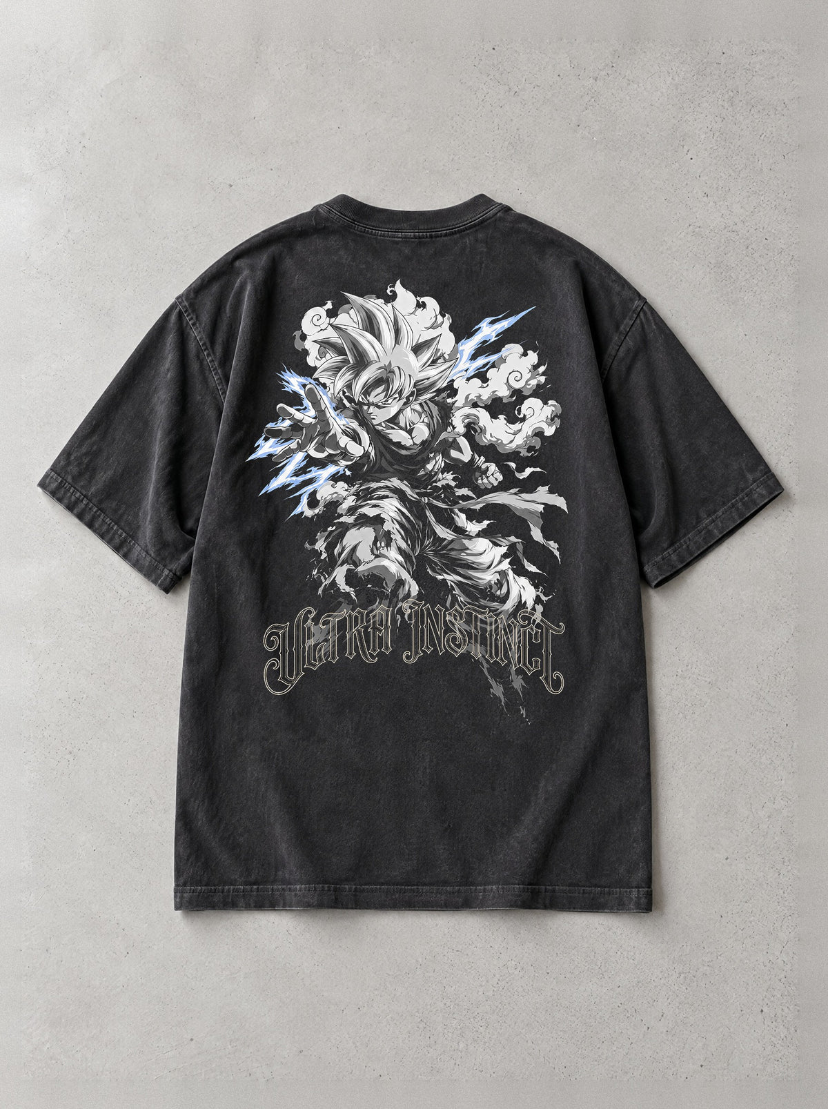 Blue Lightning Instinct Vintage Tee - Dragon Ball Z-inspired design by Torazen, back view