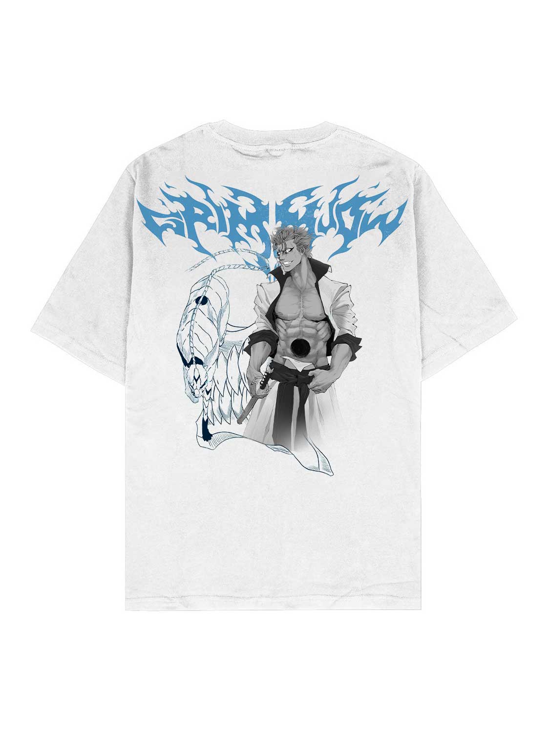 A t-shirt with anime-inspired design, blending manga shonen style with modern streetwear aesthetic.