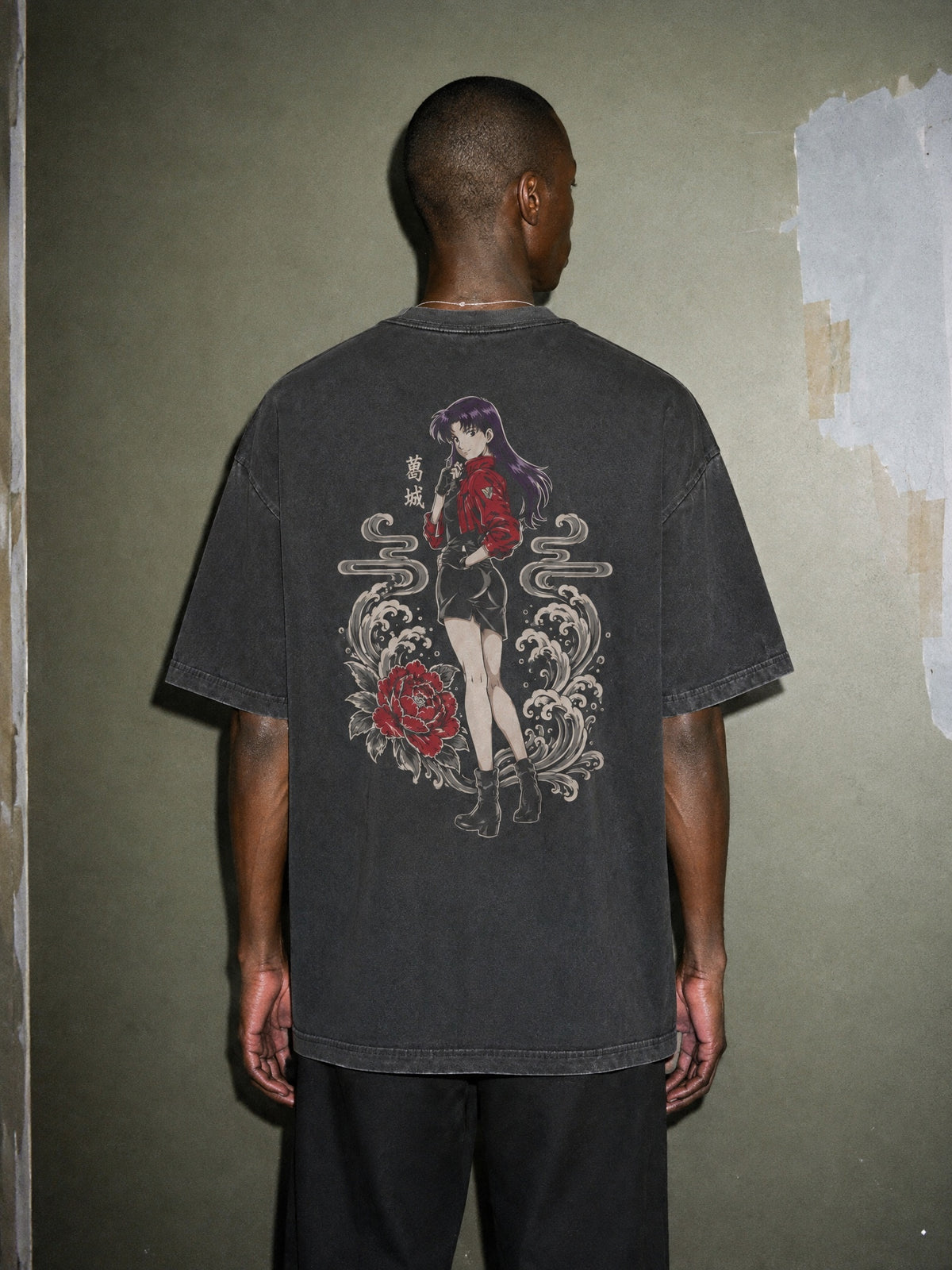 EVA ✦ Misato's Cross Vintage Tee by Torazen, worn on model